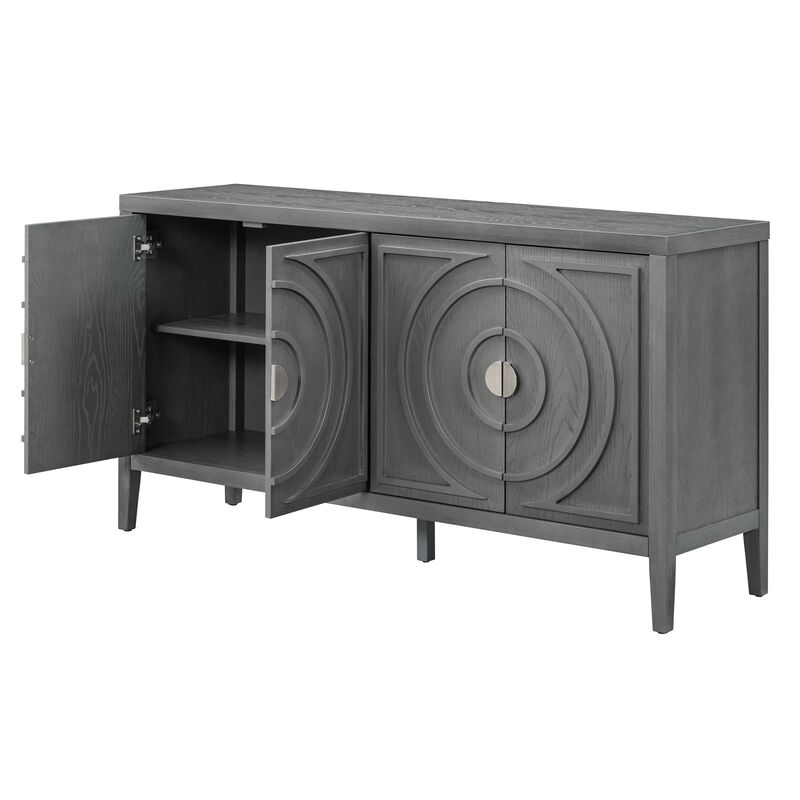 Merax Retro Circular Groove Door Sideboard