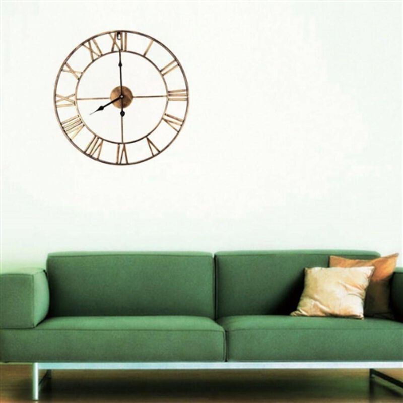 Decorative 18.5 inch Roman Numerals Silent Non Ticking Wall Clock in Gold