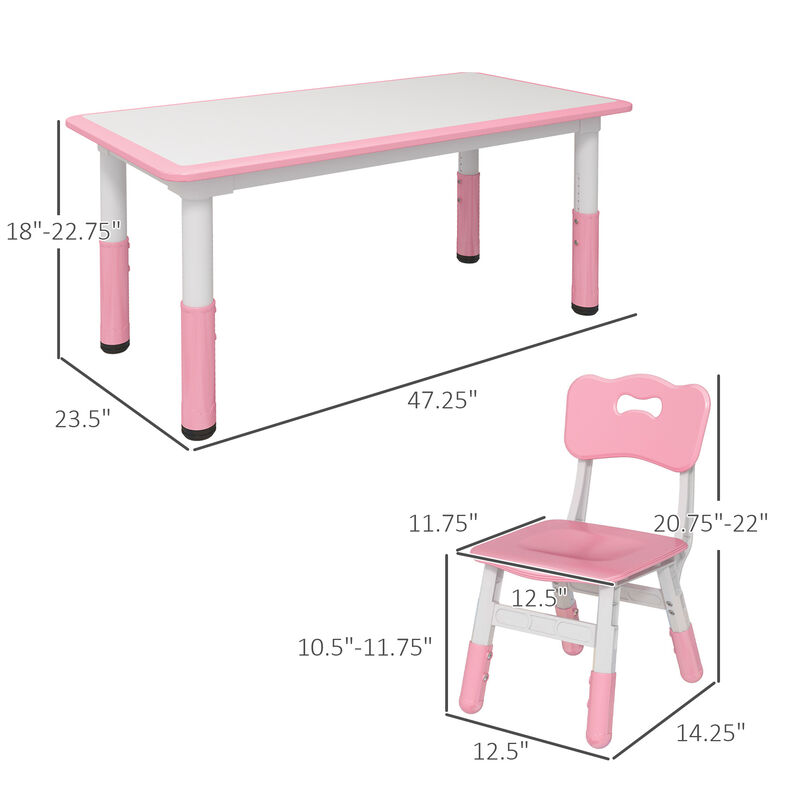 Kids Table and Chair Set，Adjustable Height, Easy to Clean Table Surface