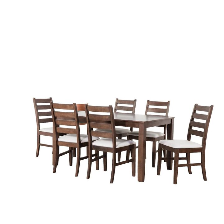 New Classic Furniture Pascal 59 Retangular Wood Dining Set with 6 Chairs in Walnut