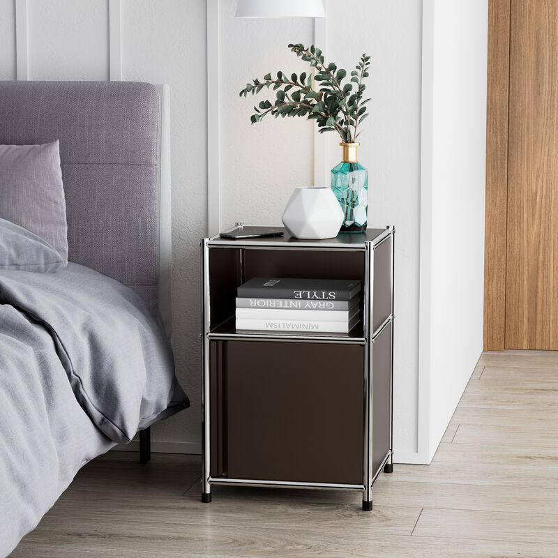 Mega Casa Metal Nightstand Side Table Brown