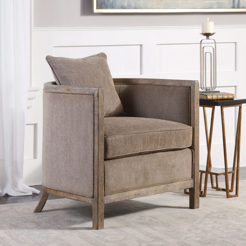 Viaggio Gray Chenille Accent Chair