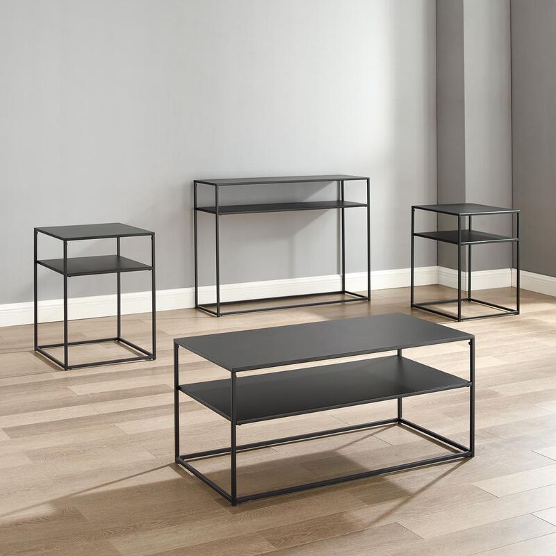 Braxton 4Pc Coffee Table Set Matte Black - Coffee Table, Console Table, & 2 End Tables