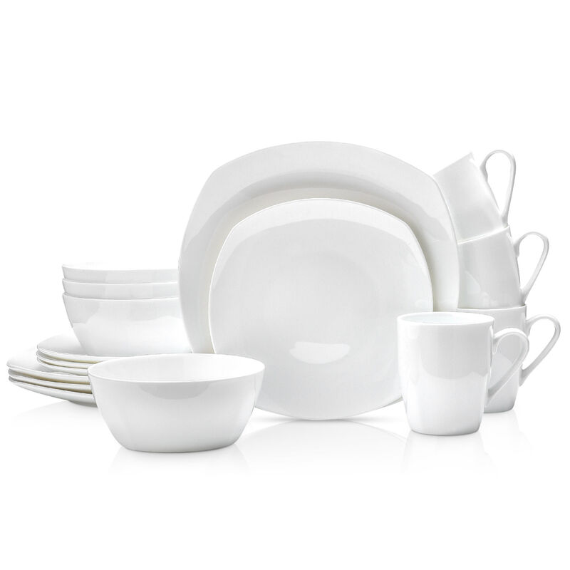 Stone Lain Juliette Bone China 16 Piece Dinnerware Set, White