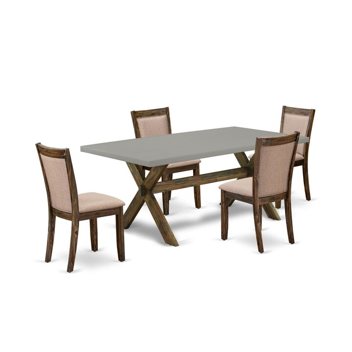 East West Furniture X797MZ716-5 5Pc Dinette Set - Rectangular Table and 4 Parson Chairs - Multi-Color Color