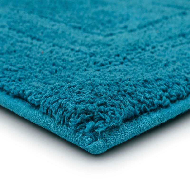 Cotton Reversible Fiesta Teal 1' 5" x 2' Bath Mat