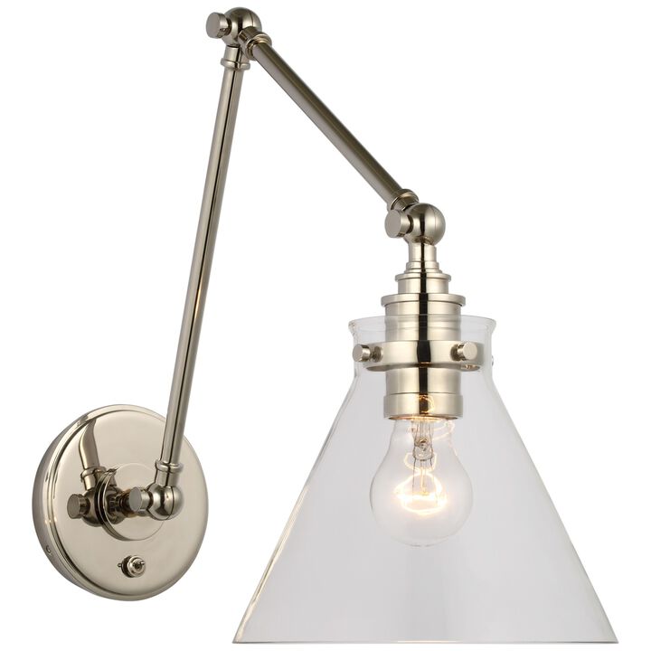 Parkington Double Library Wall Light in Polished Nickel with Clear Glass