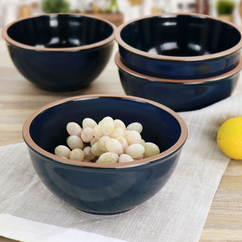 Gibson Elite Dumont 4 Piece Terracotta Bowl Set in Dark Blue