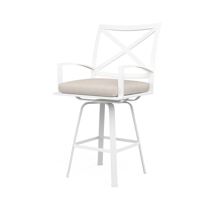 Bristol Swivel Counter Stool in Canvas Flax w/ Self Welt