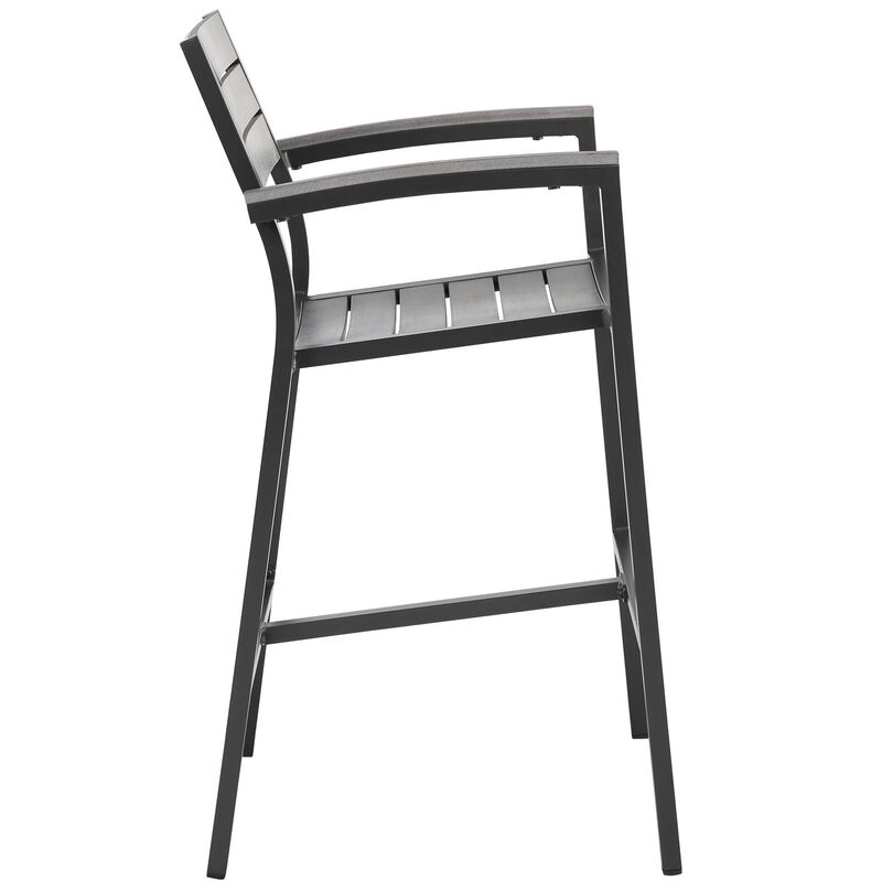 Modway Maine Aluminum Outdoor Patio Bar Stool in Brown Gray