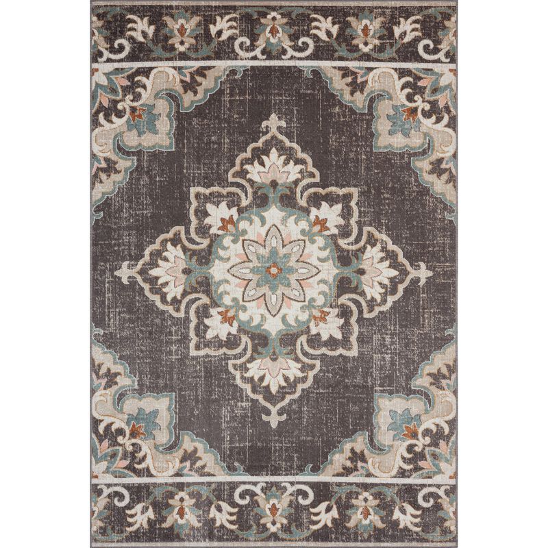 Rustic Medallion Rectangular Outdoor Area Throw Rug