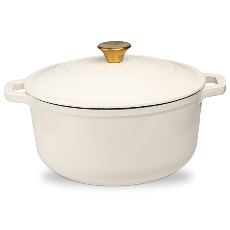 6 Quart Enameled Cast Iron Round Dutch Oven in Cream