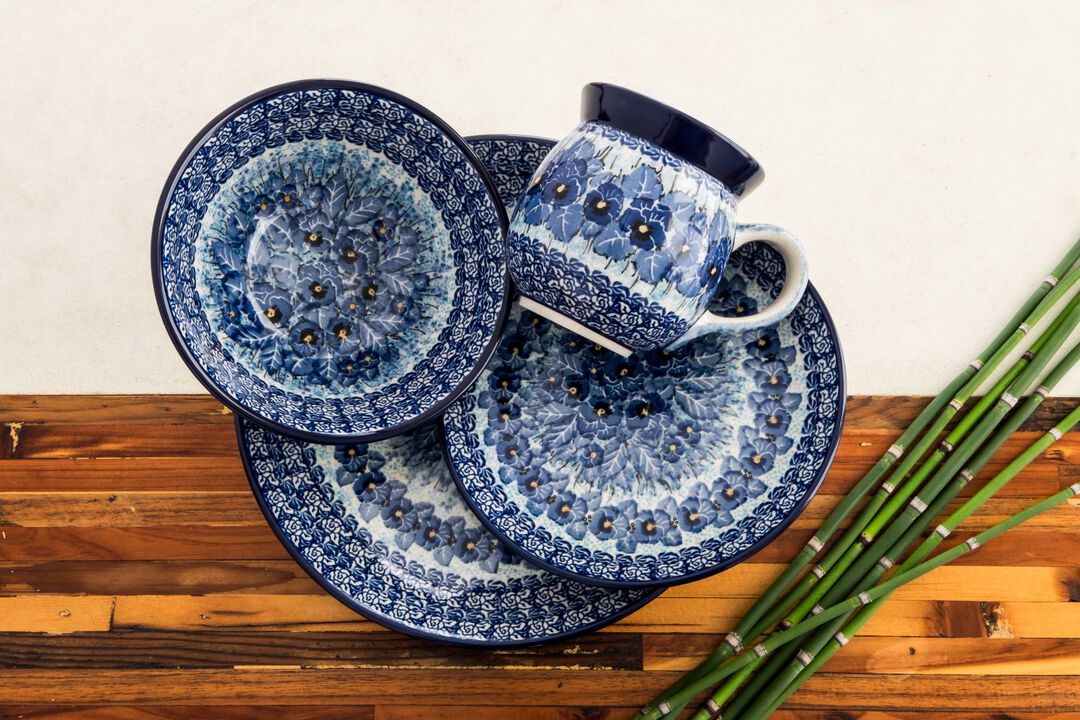 Blue Rose Polish Pottery Harvest Bounty 16 Piece Dinnerware Set