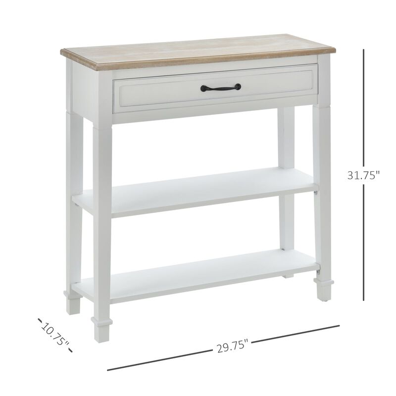 Retro-Styled Sofa Console Entry Hallway Table with Multifunctional Design  Durable Build  & Large Storage  White