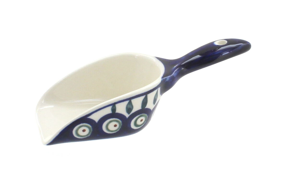 Blue Rose Polish Pottery Mosaic Flower Scoop