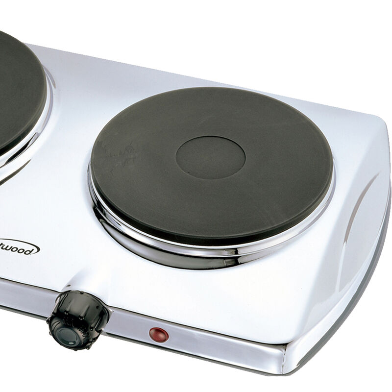 Brentwood Electric 1440W Double Hotplate in Chrome