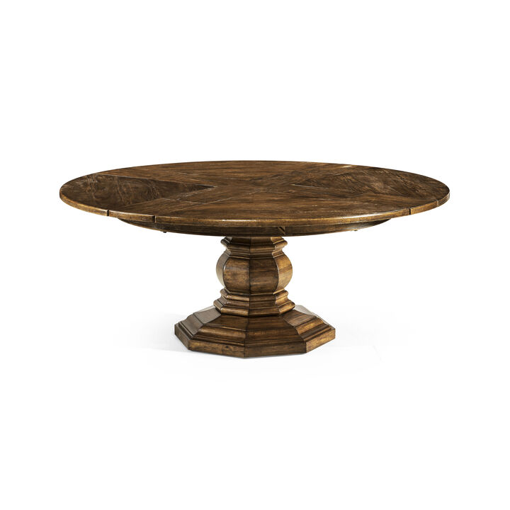 Country Walnut Round Extendable Dining Table