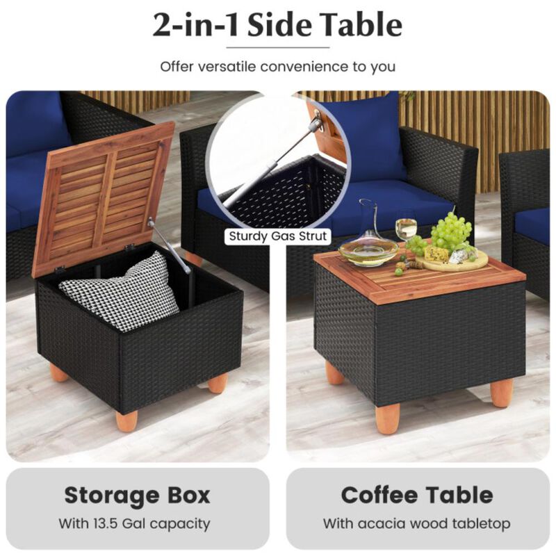 Hivvago 4 Pieces Outdoor Conversation Set with Storage Coffee Table