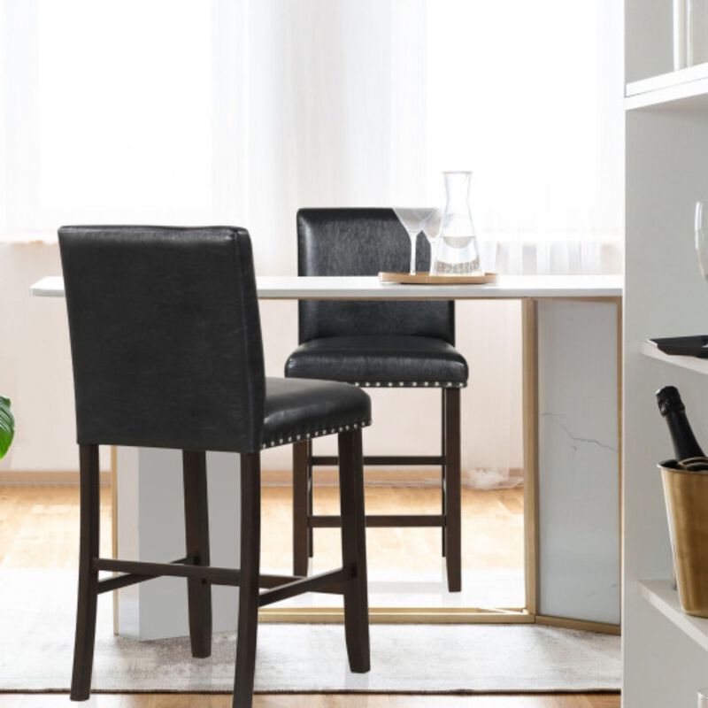 Set of 2 Linen Fabric Bar Stools with Back for Kitchen Island