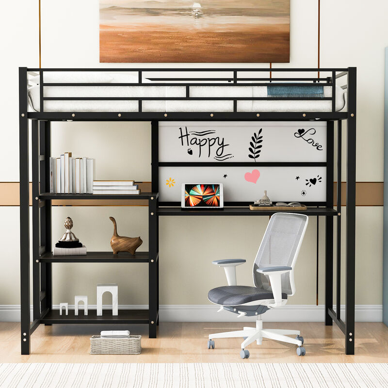 Merax Metal Loft Bed with Desk and Ladder