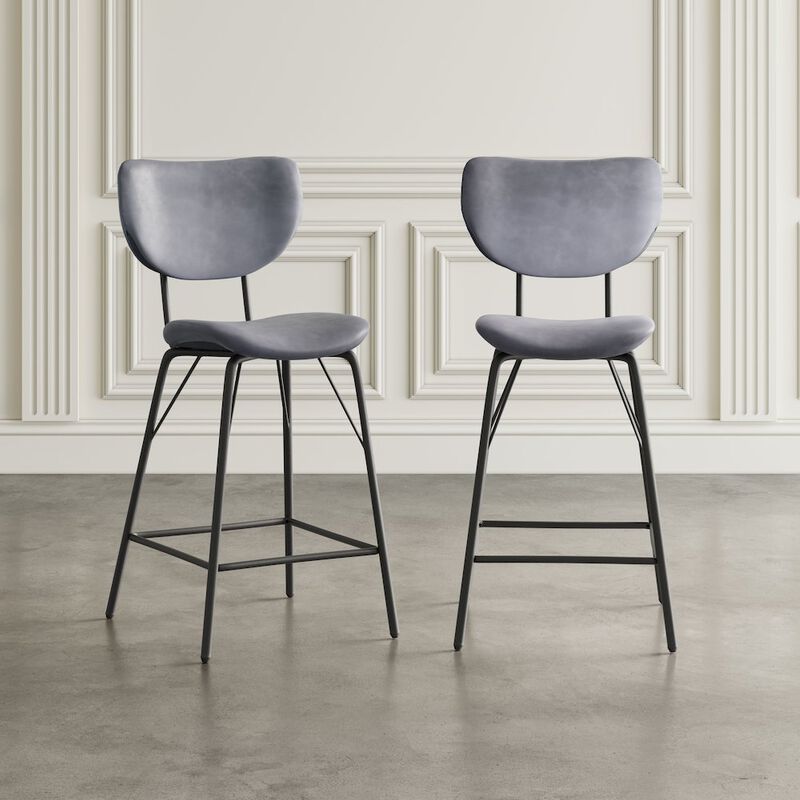 Jofran Modern Faux Leather Split-Back Upholstered Counter Height Barstool (Set of 2)