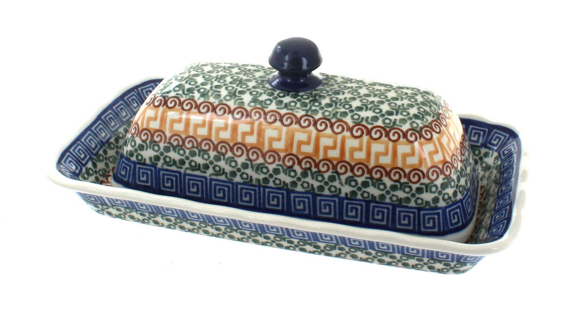 Blue Rose Polish Pottery Georgia Blue Butter Dish