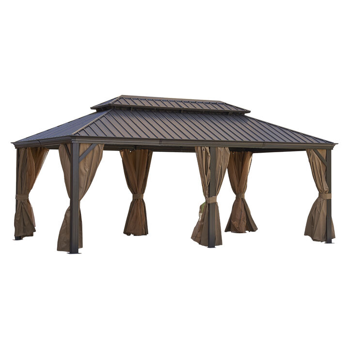 12x20FT patic gazebo,alu gazebo with steel canopy,Outdoor Permanent Hardtop Gazebo Canopy for Patio, Garden, Backyard