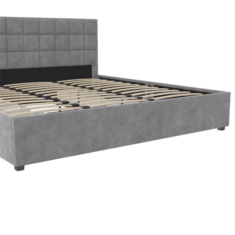 CosmoLiving Serena Upholstered Bed with Drawers, Bedroom Storage