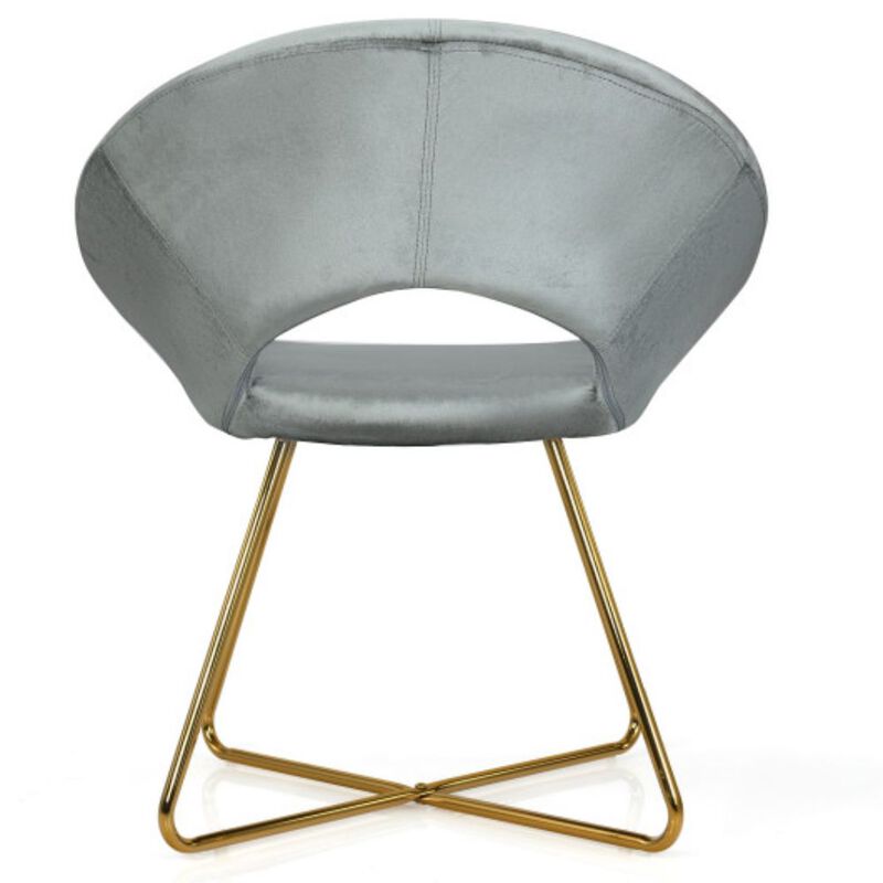 Velvet Dining Arm Chair with Golden Metal Legs and Soft Cushion