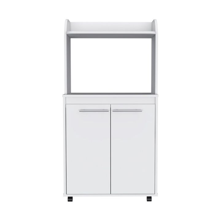 DEPOT E-SHOP Lucca Kitchen Cart, Double Door Cabinet, One Open Shelf, Two Interior Shelves