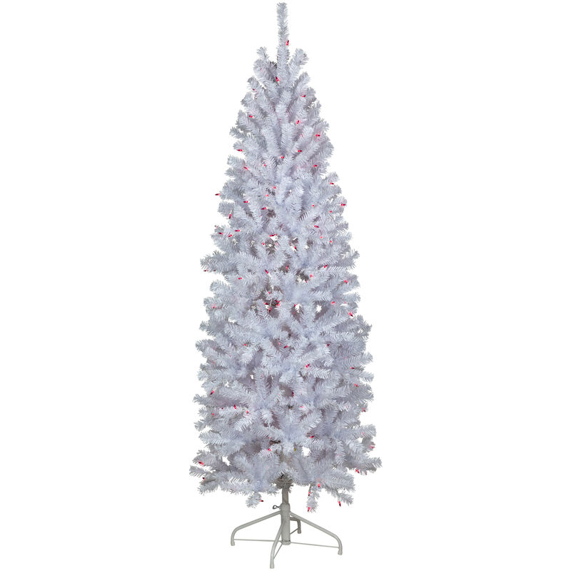 6.5’ Pre-Lit Slim Geneva White Spruce Artificial Christmas Tree  Pink Lights