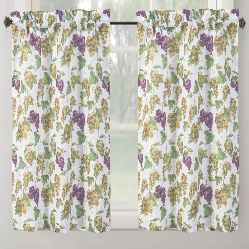 RT Designer's Collection Tribeca Latte Printed 3 Pieces Kitchen Curtain Set Includes 1 Valance 52" x 18" and 2 Tiers 26" x 36" Each Multi Color