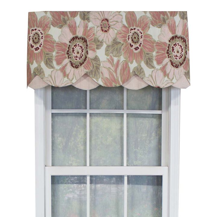 RLF Home Verona Petticoat Modern Premium Design Printed Valance 3" Rod Pocket 50" x 15" Blossom Pink