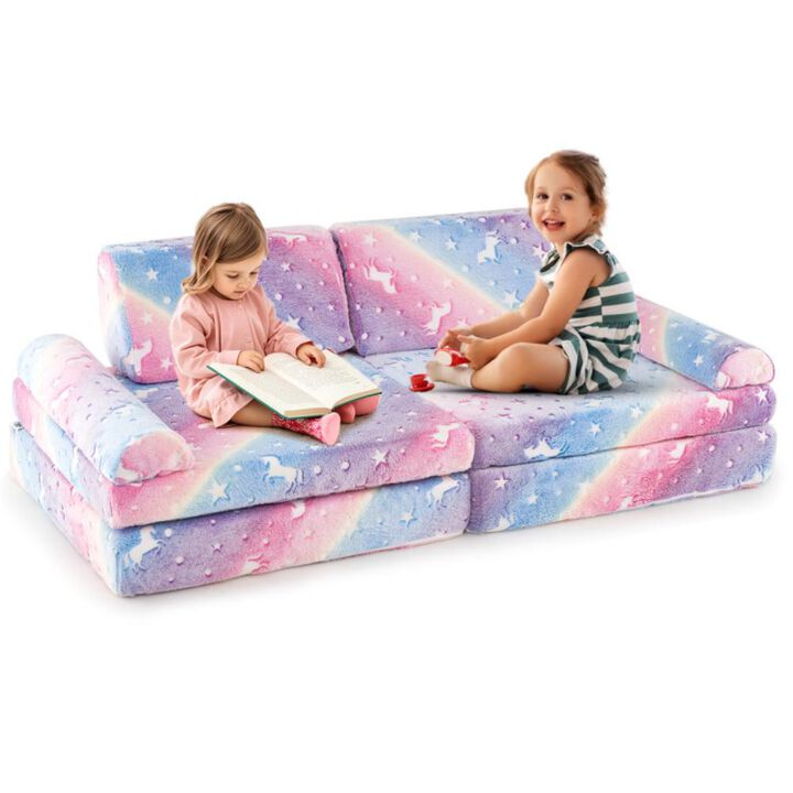 Hivvago Modular Kids Play Couch Glow in the Dark Toddler Sectional Sofa