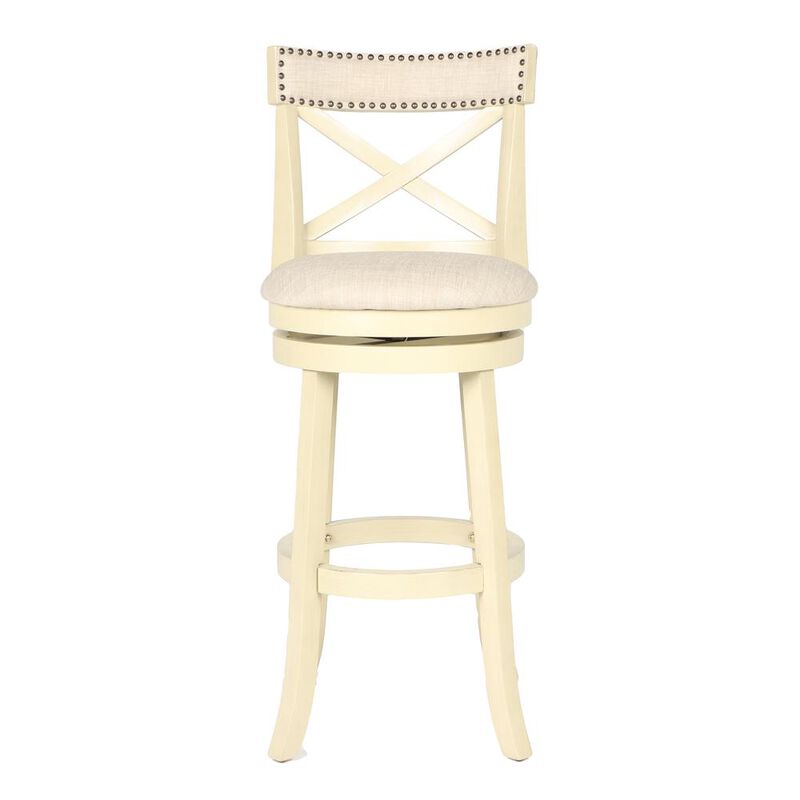 New Classic Furniture Furniture York 29 Wood Bar Stool with Fabric Seat in Ant White