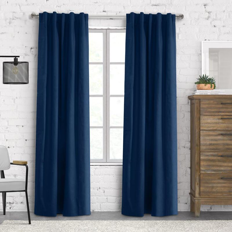 Thermalogic Weathermate Topsions Room Darkening Provides UV Protection Curtain Panel Pair Each 40" x 84" Navy