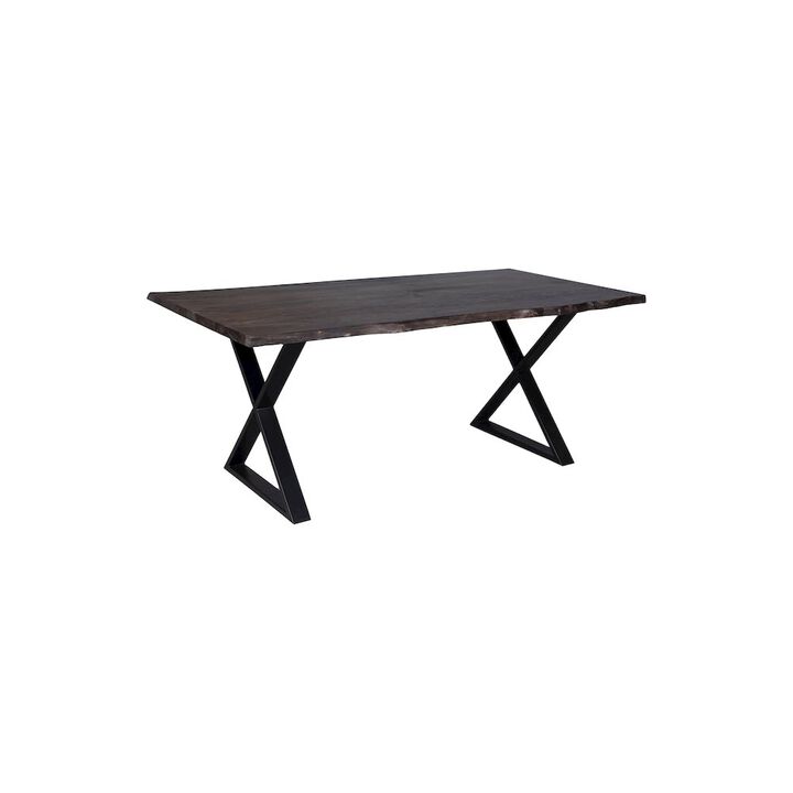 Porter Designs Manzanita Live Edge Solid Sheesham Wood Dining Table, Gray