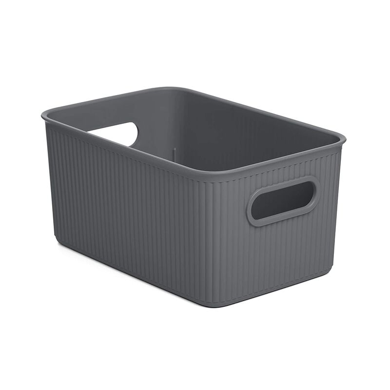 5 L Ribbed Storage Bin, Grey