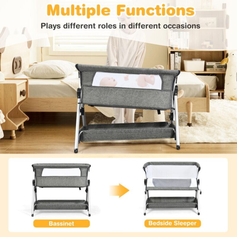 Hivago Adjustable Baby Bedside Crib with Large Storage