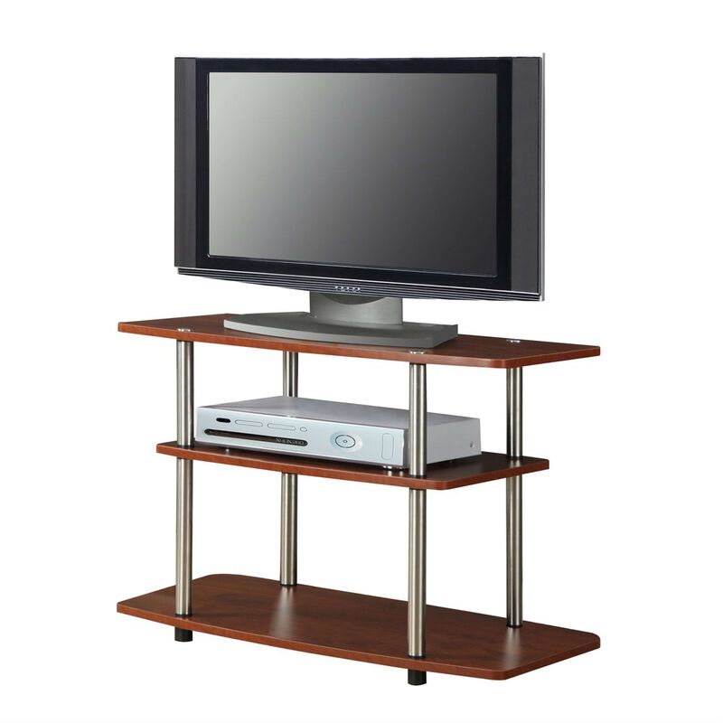 Hivvago Modern Wood and Metal TV Stand in Cherry Brown Finish