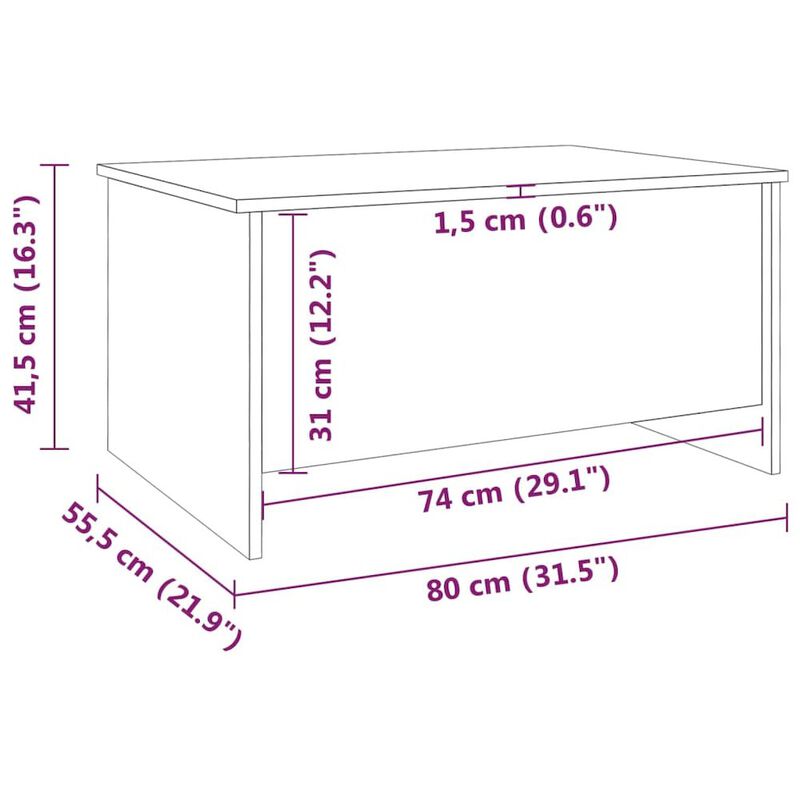 Coffee Table Smoked Oak 31.5"x21.9"x16.3" Engineered Wood