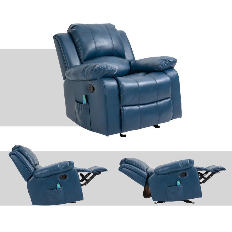 MONDAWE Tall Heavy Duty Faux Leather 8-Point Massage Glider Recliner with Remote Control and Side Pocket