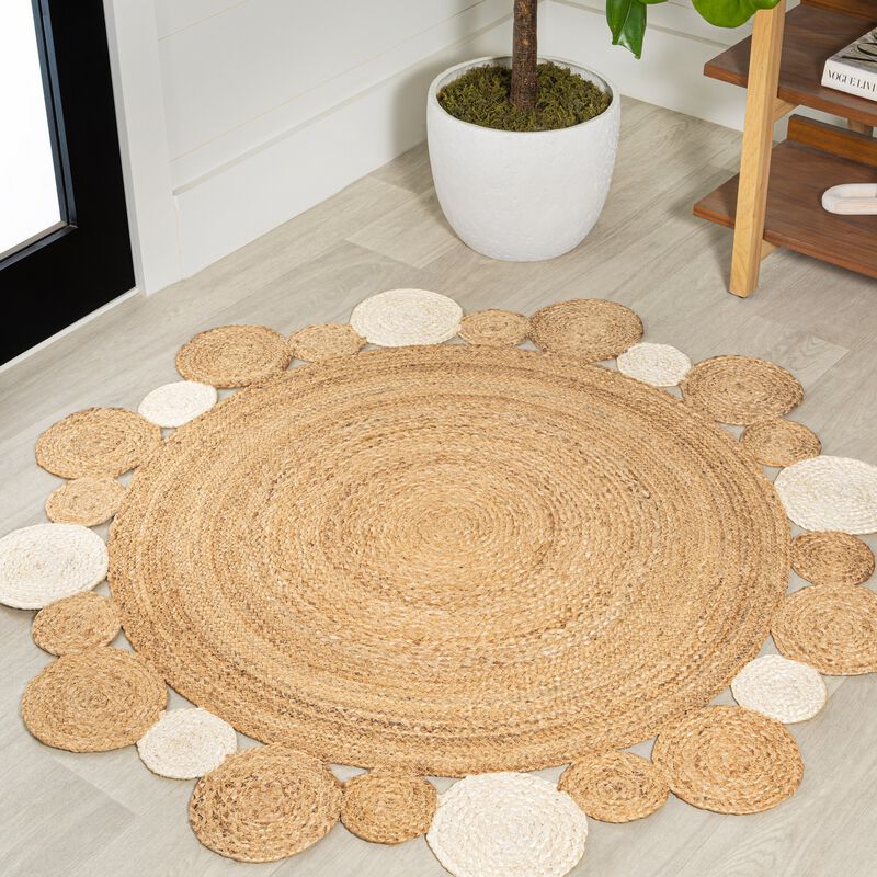 Ayana Two Tone Jute Hippy Circle Area Rug