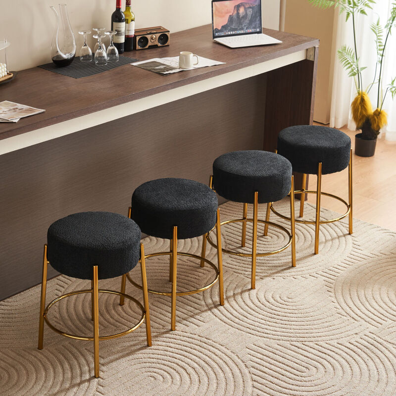 24" Tall, Round Bar Stools, Set of 2 Contemporary upholstered dining stools for kitchens, coffee shops and bar stores Includes sturdy hardware support legs
