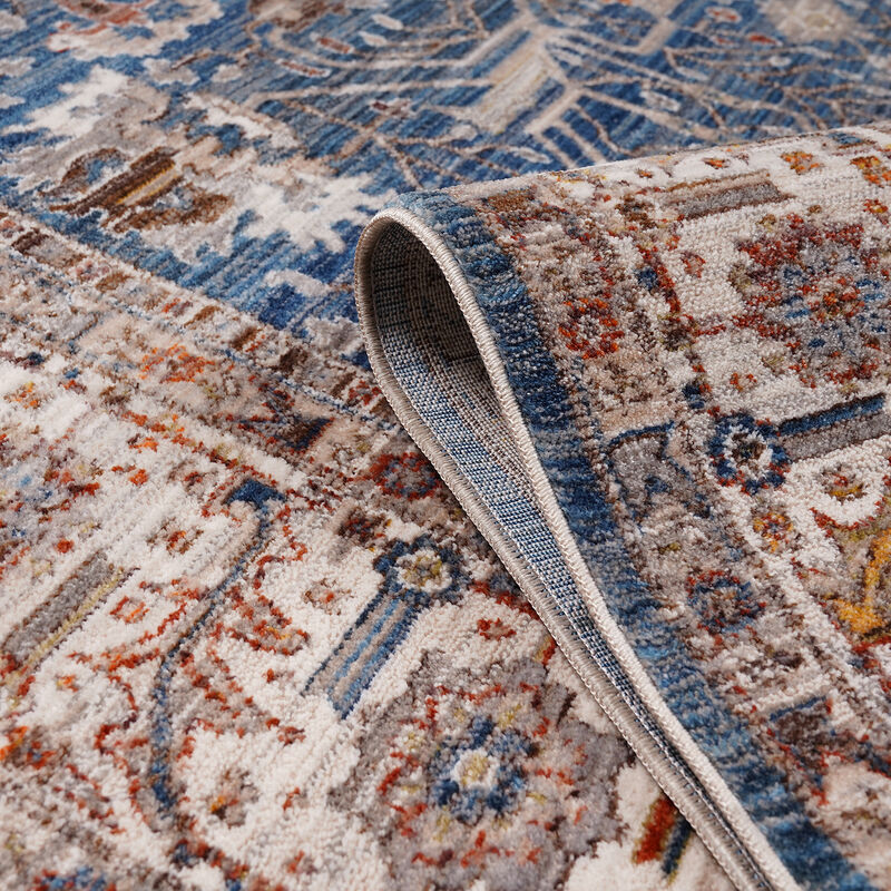 Arcadia Northam Blue Oriental Polyester Area Rug