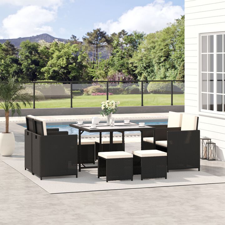 9pc Outdoor Patio Furniture Garden Wicker Dining Set Rattan Table Cushioned Seat