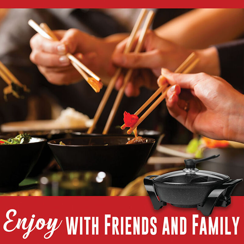 Brentwood Electric Non-Stick 6Qt Shabu Shabu Pot with Divider in Black