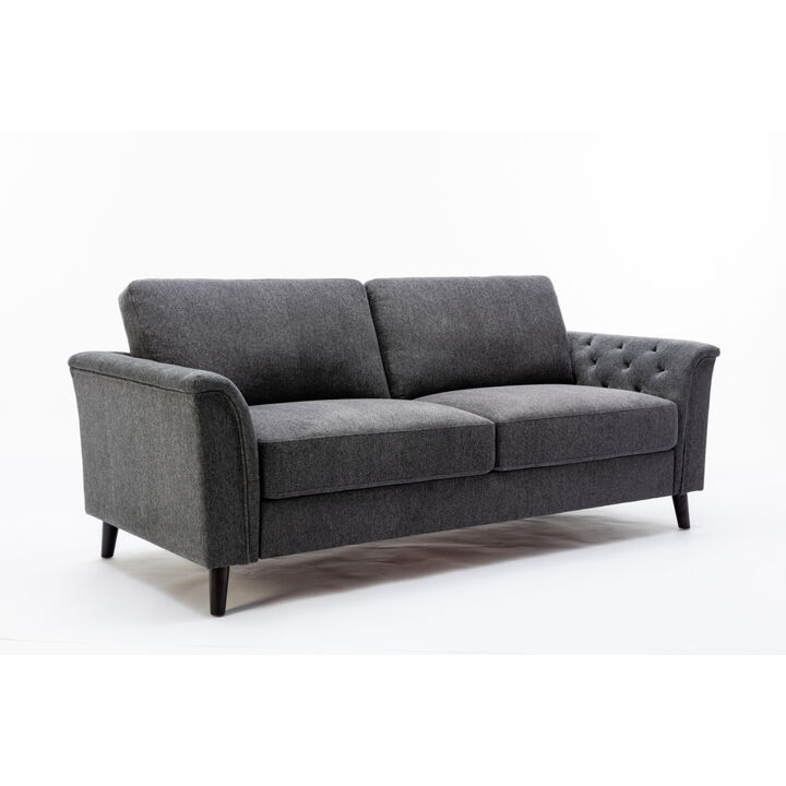 Stanton Dark Gray Linen Sofa Loveseat Living Room Set