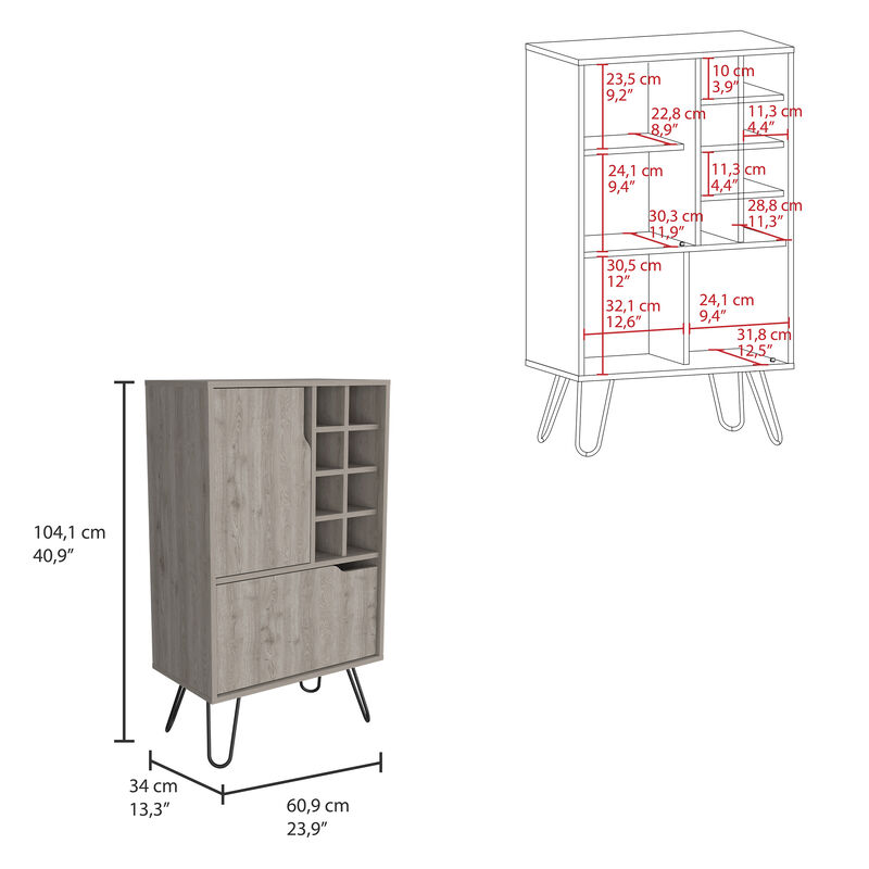 L Bar Cabinet Silhill, Living Room, Light Gray