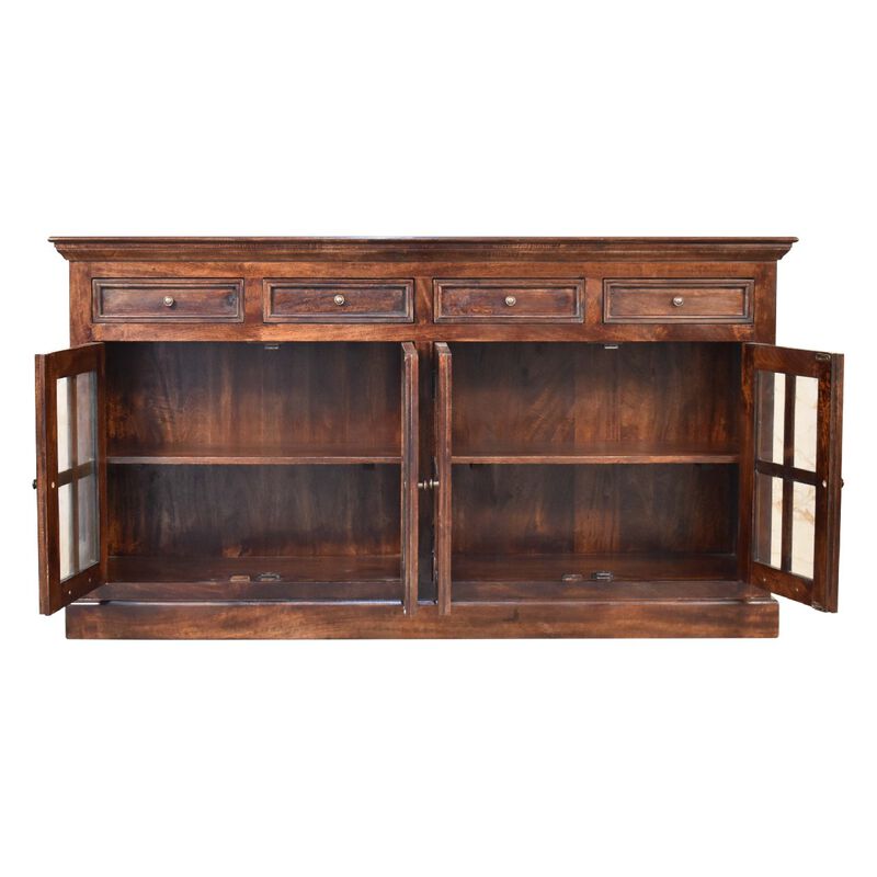 Light Walnut Solid Wood Glazed Sideboard